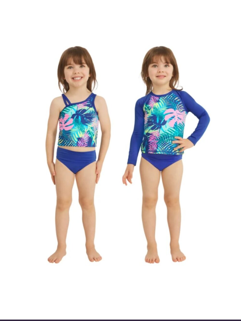 NWT Lands' End Girls 3-piece Blue Swim Set Size 2T